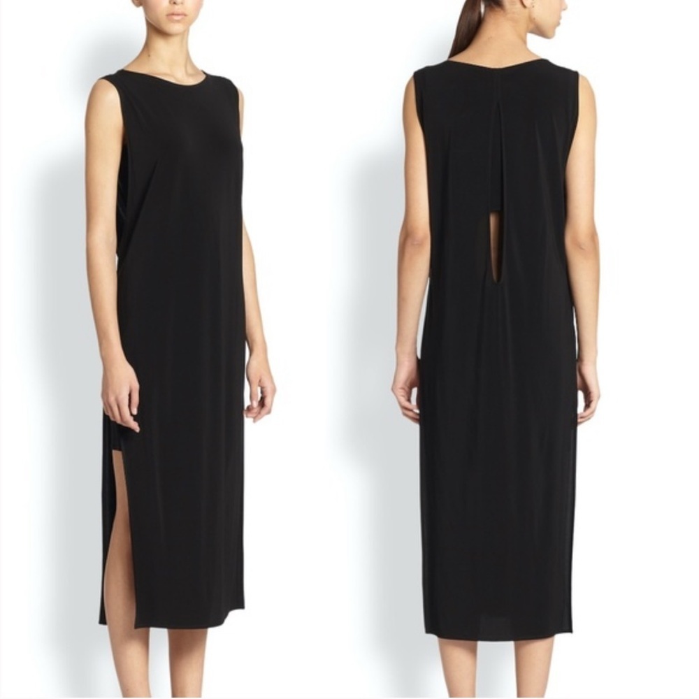 HELMUT LANG Faint High Slit Jersey Dress in Black